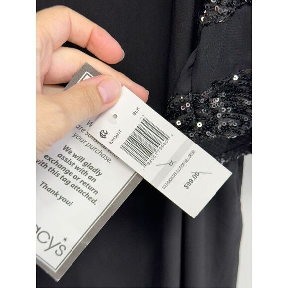 MSK Dress Size 1X Sequined Cold Shoulder Shift Bell Sleeve Knee Length NEW - Picture 9 of 11